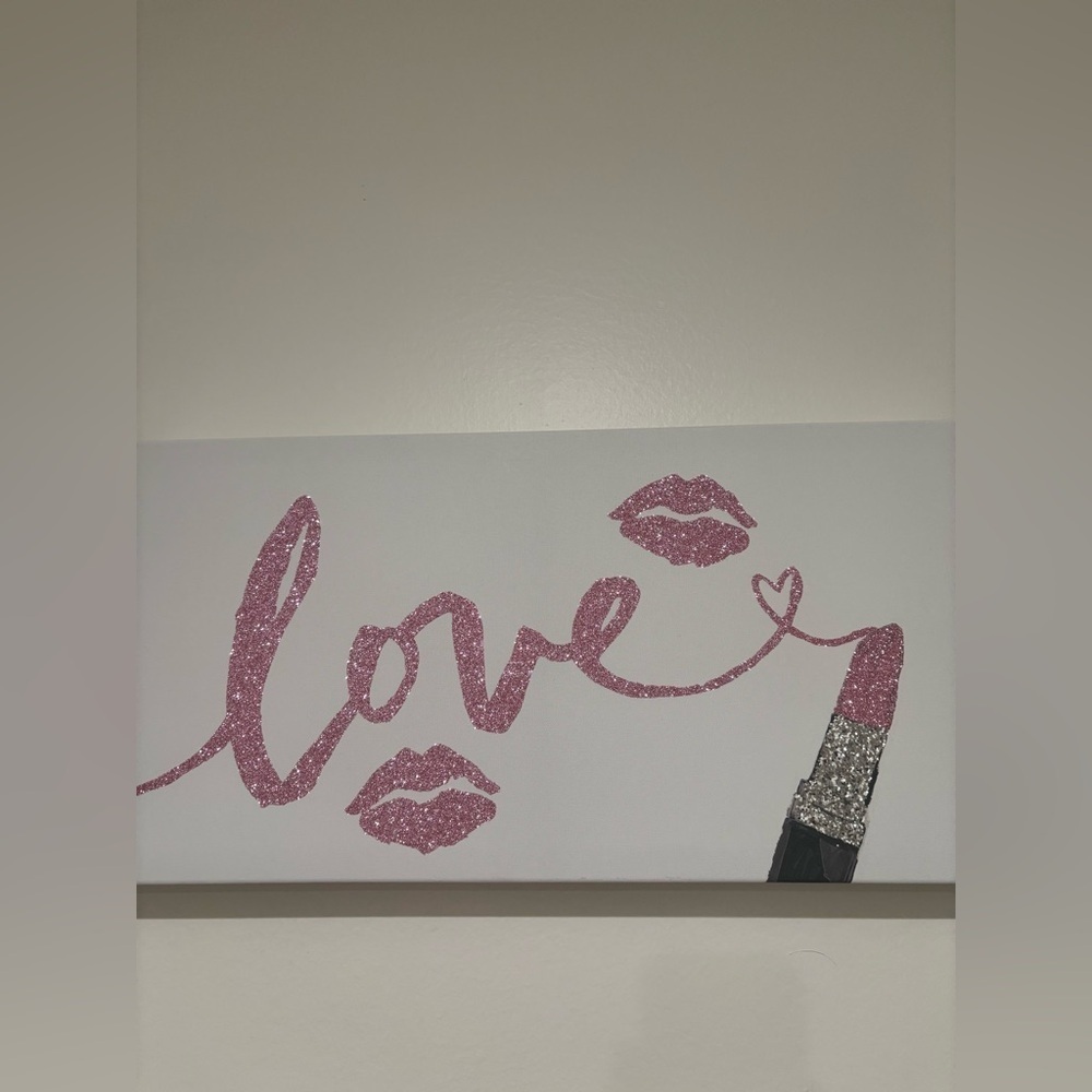 Pink Glitter Love Wall Art - Picture 2 of 7